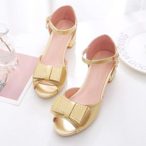 Sandals Big Size 9 10 11 12 High Heels Women Shoes Woman Summer Ladies Bow Fish Mouth One Word Buckle Water Drill