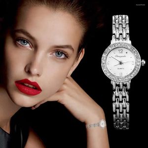 Wristwatches Watches Fashion Silver Luxury Rhinestone Watch Women Bracelet Ladies Clock Zegarek Damski