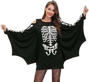 Vestido feminino designer de ombro frio Halloween Bat Wings Costume Dress
