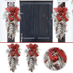 Dekorativa blommor Garland Cane Christmas Pendant Vine Decorations Wreath for Door Outside Valentines Day Heart