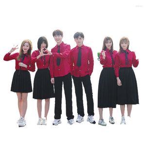 Clothing Sets Spring And Autumn Red Shirt Big Skirt Class Uniform Suit College Style Junior High School Student Movement Stage