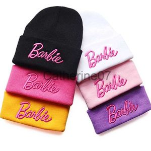 Stingy Brim Hats New Autumn and Winter Warm Woolen Hat 3D Letter Embroidery Knitted Hat Cute Pink Pullover Hat Couple Ski Hat J230829