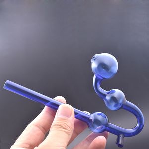 2pcs renkli yılan yağı brülör cam boru nargile kalın pyrex su el sigara içme boruları eğri bongs sigara aksesuarları 30mm top ile