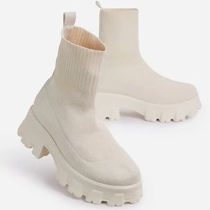 Botlar Kadın Bot Beyaz Platform Botlar Kış Sonbahar Botas Feminas Feminas Socks Ayak Bileği Botları Platform Ayakkabı Kadın Topuklu Botines Mujer 230829