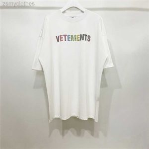 Men's T-Shirts Good Quality Diamond Vetements White T Shirt Men Vetements Rhinestone Women Shirts Casual Embroidered Tees Men Clothing