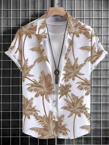 Herrklänningskjortor Hawaiian 3D Coconut Tree Top Summer Beach Casual Clothing Street Outdoor Party Shirt Loose Breattable 230828