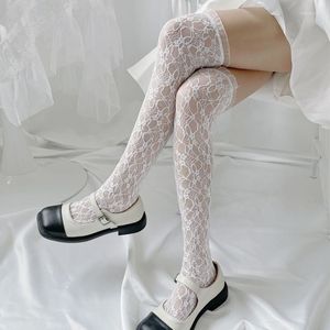 Women Socks Summer Ladies 'Classic Solid Color Sweet Spets Over the Knee Mesh Hollow Breatble Shaping Women's Long