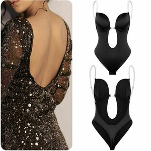 Cintura barriga shaper lingerie mergulho sutiãs corpo shaper backless vestido invisível push up sutiã corpo inteiro shaper u mergulho backless roupa interior 230828