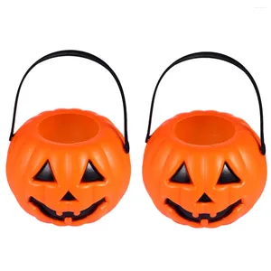 Plates 2 Pcs Halloween Pumpkin Bucket Lantern Decor Large Party Supplies Electronic Component Candy Container Child Plastic Containers