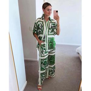 Womens Sleepwear Pajama Set Print Summer Spring Short Sleeve Ladies 2 Pcs Wiht Pant Loose Homewear Pijama Suit For Female 230828