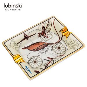 LUBINSKI Ceramic Tobacco For Cigarette Ashtray Cigar Holder Stand Gadget With Gift Box HKD230901