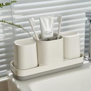 Bath Accessory Set Couple Mouthwash Cup Wash Household Toothbrush Tooth Cylinder Holder Simple Multi-function