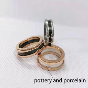 Bandring weiß schwarz Keramik Silber Gold Rillendesign Ringe für Frauen Schmuck Jubiläumsgeschenk Edelstahl