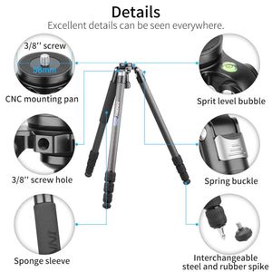 ST324CT/CF Professional 10 lager Kolfiberstativ för DSLR -kamera Video Camcorder Birdwatching Heavy Duty Stand Bowl Adapter