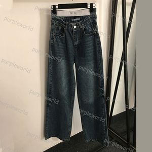 Jeans azul feminino designer perna larga baggy moda clássico cintura alta perna reta casual jeans