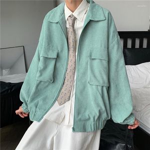 Herrjackor kvinnor corduroy baseball coat koreansk stil lös baggy casual streetwear all-match mode retro ficka kläder