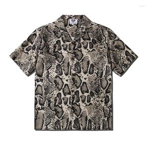 Men's Casual Shirts Camisas De Verano Para Hombres Summer Men Vintage Snake Pattern Printed Social Oversized Short Sleeve Luxury Shirt