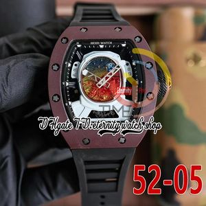 RRF 52-05 Versão mais recente Japão Miyota NH Relógio automático masculino Caixa de cerâmica de metal marrom Mars Valles Marineris Dial Pulseira de borracha preta Super Edition Relógios de eternidade