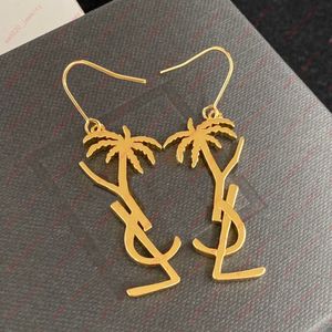 golden Palm Letters Ladies Glamour earrings, fashion designer jewelry, wedding, banquet, Valentine's Day gifts