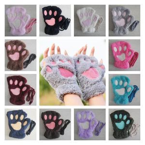 Party Favor Women Fluffy Plush Gloves Fashion Girl Winter Mittens Paws Gloves Stage Perform Prop Sweet Cat Claw Gloves 2st/Par Q540