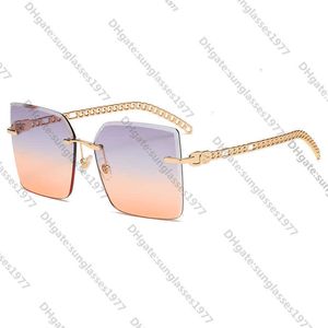 Xiangjia glasses 2023 New Xiaoxiangjia Frameless Trimmed Fashion Women's Sunglasses Large Box Metal UV Resistant 16T6VMWEM