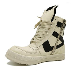 Stövlar män skor modeplattform fotled för kvinnor street stil trend äkta läder unisex chunky sneakers