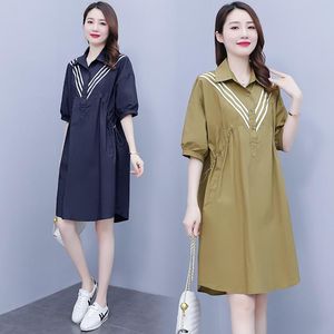 T-shirt D14937# Gravida kvinnokläder plus storlek Löst kvinnliga klänningar Summer Slim Ny ankomst Casual Midlong Dress Maternity