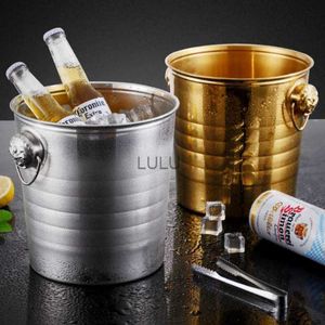 Gold Golden Thick Tiger Head Stainless Steel Ice Punch Bucket Wine Beer Cooler Champagne Cooler Party KTV Deer ear ice bucket HKD230828