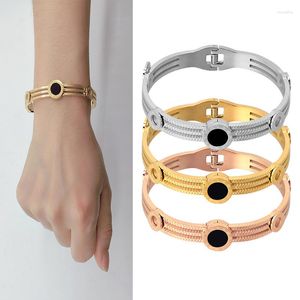 Bangle Luxo Rosa Ouro / Cor Branca Pulseira Para Mulheres Homens Alta Quanlity Banhado A Ouro Aço Inoxidável Casal Africano Jóias Duba