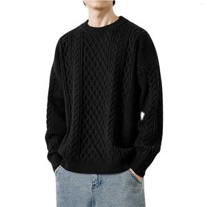 Męskie swetry wzorzyste stały kolor męski jesień i zimowy swetra Pullover okrągły szyję Męskie męskie luźne bluzy na dzianinowe bluzy