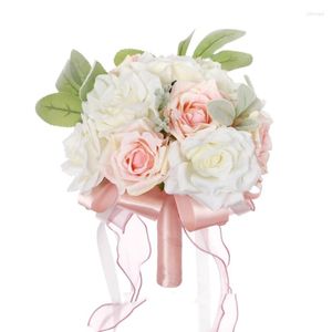 Dekoratif Çiçekler Zarif Düğün Buket Yapay Güller Gelin Gelinler İçin Sahte Çiçek Mükemmel Düğünler Ev Dekor