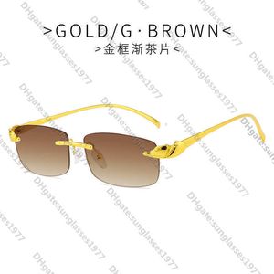Moda Tasarımcı Serin Güneş Gözlüğü 2023 Yeni Çita Alt Başlı Erkekler Renk Çerçevesiz Gözlükleri Trendi Kutusu Kadınlar 1GK1K