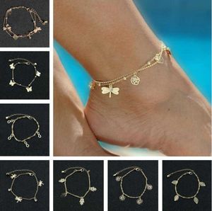 Women Anklet Beach foot Chain body Jewelry Butterfly Dragonfly Girl Barefoot Sandals Ankle Bracelet luxury designer feet