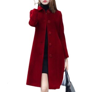 Wool Blends Women Women Long Trench Płaszcz Brytyjski kurtka zagęszcza ciepło zimowy płaszcz Piękny odchę