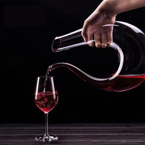 Bar Tools 1.5L High Grade U-shaped Red Wine Decanter Lead Free Crystal Transparent Carafe Aerator Whiskey Decanter Bottle of Bar Accessory 230828