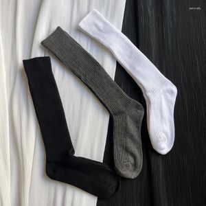 Damensocken, einfarbig, für Damen, dicker Faden, Herbst und Winter, atmungsaktiv, schweißabsorbierend, Sport, Freizeit, Stapeln, hohes Bein