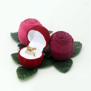 Sacchetti per gioielli Scatola per anelli Rosa per testa Anello per fiore Confezione per anello di fidanzamento per matrimonio Contenitore per orecchini