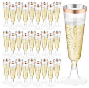 Wine Glasses 52550pcs 5OZ Champagne Cup Disposable Plastic Flutes Cups Wedding Birthday Party Supplies Bar Drink Red Wine Ice Cream Cup 230828