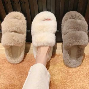 New Winter Fur Comwarm slippers Plush fluffy Slippers Women Cozy Soft Warm Furry Indoor Home Shoes Flat Flip Flops T2308 5388 ry