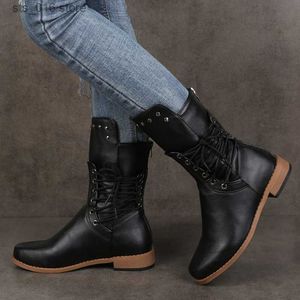 Kvinnor Tooling Winter 2024 Retro och Autumn New Size Size Foreign Trade Short Thick Heel Knight Boots T230829 812