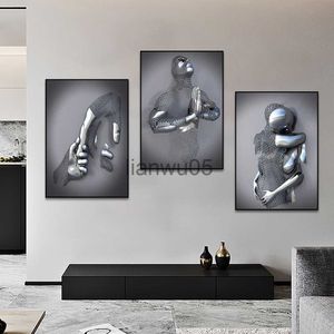 Metal Painting Modern Metal Figure Statue Art Canvas Painting Romantic Abstract Posters and Prints Wall Pictures for Living Room Home Decor x0829