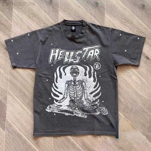 Men's T-Shirts Good Quality Hellstar Studios Inner Peace Fashion T-Shirt Men Skeleton Print Washed Women T Shirt Streetwear Tees