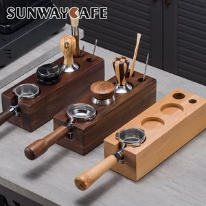 Mugs Walnut Wood Coffee Filter Tamper Holder Espresso Mat Stand Maker Support Bas Rack Accessories for Barista 230829