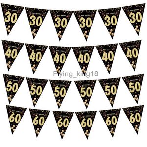 30 40 50 60 Year Happy Birthday Paper Banner Party Decorations Adult Garland Anniversaire 30/40age Black Flags HKD230829