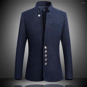 Männer Anzüge 2023 Marke Mens Vintage Blazer Mäntel Chinesischen Stil Business Kleid Blazer Casual Stehkragen Jacken Männliche Anzug jacke