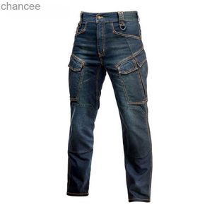 Calças masculinas militares táticas jeans múltiplos bolsos carga casual reta dimem calças plus size S-4Xl com roupas de proteção HKD230829