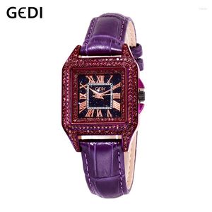 Orologi da polso GEDI Top orologi con strass di lusso per donna Orologio da polso femminile al quarzo Orologio da donna alla moda Orologio da polso da ragazza Cinturino in pelle