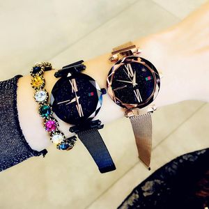 Wristwatches Women Magnetic Starry Sky Watches Female Stainless Steel Quartz Wrist Watch Vintage Ladies Waterproof Clock