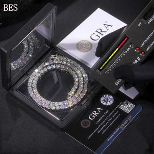 Высокое качество стерлингового серебра теннис Mosan Diamond 3 мм--6 мм Vvs муассанит кубинская цепочка ожерелье для мужчин женщин ювелирные изделия в стиле хип-хоп