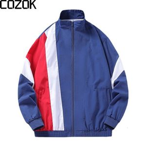 Mens Jackets Casual Varsity Jacket Män kvinnor Patchwork Streetwear Sport Windbreaker Spring Autumn Bomber Coat Stand Collar 230829